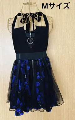 【匿名配送】　ワンピース　ドレス　ミニ丈　ファスナー　スタッズ　チュール　リボン