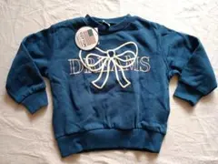 【新品】バースディ　コットン　リボンプリント　トレーナー　100cm　裏起毛