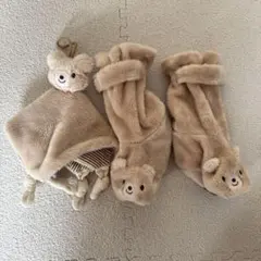 ミキハウス ベビー靴下 クマデザイン ベージュ