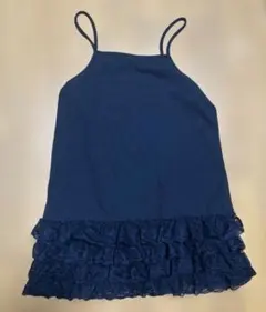 新品同様　４段フリル付キャミ　重ね着に♡ ブラック　L レイヤードキャミソール