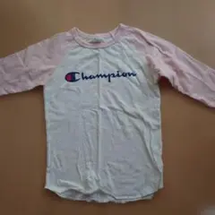 Champion ラグランスリーブ Tシャツ ホワイト/ピンク