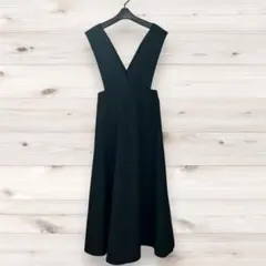 【美品/nano universe】バッククロス ジャンパースカート ブラック