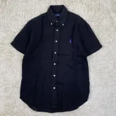 M 黒赤 ラルフローレン ビンテージ オープンカラーシャツ caldwell