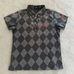 グレー ダイヤモンドパターン ポロシャツ