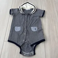 bebe フード付きロンパース ネイビー