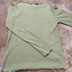 リブ編みライトグリーン長袖トップス