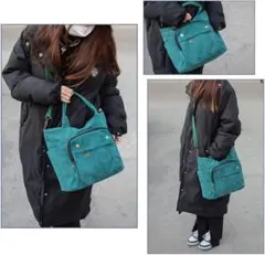 トートバッグ レディース コーデュロイ ショルダー グリーン