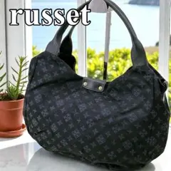 russetラシット/トートバッグ/モノグラム/ハンドバッグ/ナイロン/ロゴ/黒