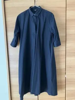 UNIQLO ネイビー Aラインシャツワンピース Lサイズ