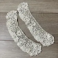 綿レース付け襟　パール付き　ベージュ