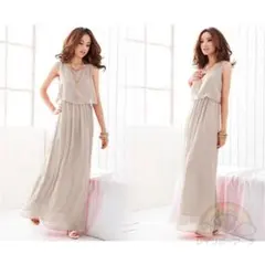 ワンピース　ロングワンピース　夏新作　レディース　袖なし　リゾート　ビーチ