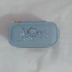 花柄刺繍 アクセサリーケース ライトブルー