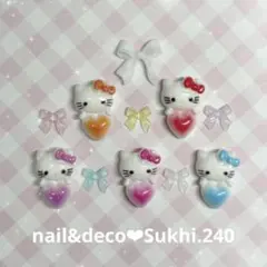 スピード発送！キティ　ハート　リボン　ネイルパーツ11個セット♡Ｎｏ．240
