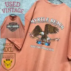 00s☆USA製古着【ハーレーダビッドソン イーグル Tシャツ】メンズ4XL