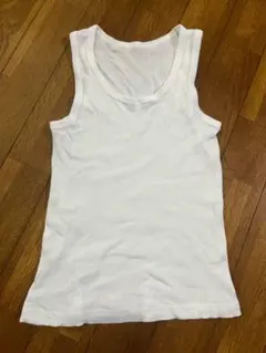 ホワイトリブ編みタンクトップ 120㎝
