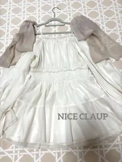 極美品-NICE CLAUP リボンチュールチュニック