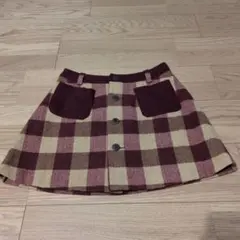 チェック柄ミニスカート 赤とベージュ