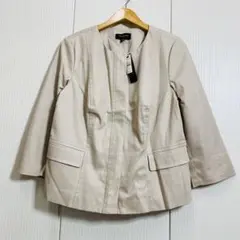 未使用TALBOTS ストレッチ ツイル ジップアップ ノーカラージャケット