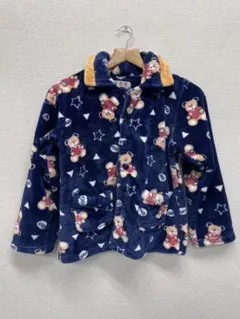 キッズ クマ柄ネイビーフリースジャケット