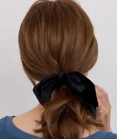 片結びリボンベロアフックポニー