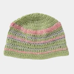 ハンドメイド クラッシャーハット クロシェハット ニット帽