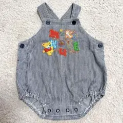 【美品】ミキハウス ダルマオール ストライプ くま レトロ 85