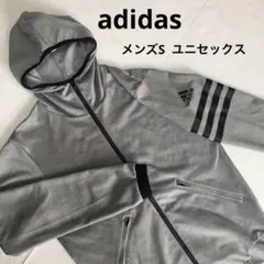 adidas アディダス　ジャージジャケット フード付き　グレー　S