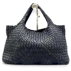 ファルロニ イントレチャート レザートートバッグ ハンドバッグ ブラック