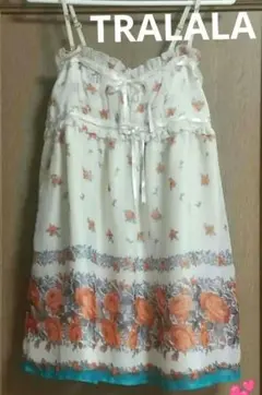 【トゥララ】【TRALALA】キャミ ミニワンピース 花柄 リボン フリーサイズ
