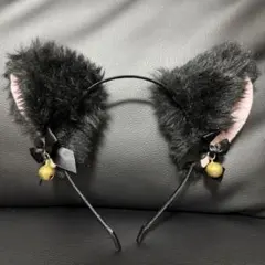 ファー付き黒耳カチューシャ