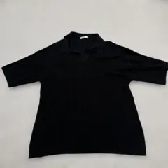 tk.TAKEO KIKUCHI ポロニット ブラック 半袖　サイズMのサムネイル