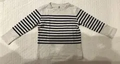 薄いグレーと紺のストライプ 長袖カットソー 120cm