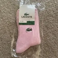 LACOSTE リブ編み ピンクソックス 22-24