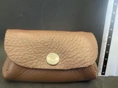 ブラウンレザー ミニ財布 3つ仕切り付き