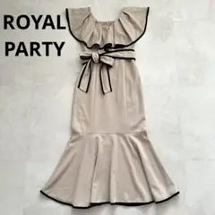 ROYAL PARTY バイカラーパイピングラッフルスリーブワンピース