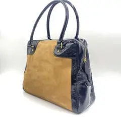 【超美品】濱野　皇室御用達　トートバッグ　スエード　エナメル　A4 収納