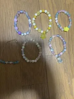 パステルビーズブレスレット6点セット