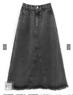 未使用 GRL フリンジデニムフレアスカート ブラック fo2090