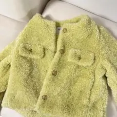 ライムグリーン ファー素材ジャケット