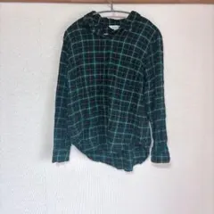 OLD NAVY THE CLASSIC SHIRT グリーンチェック長袖【Ｌ】