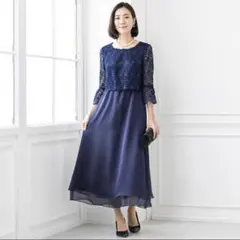 レース×オーガンフレアーワンピース　マザードレス　東京ソワール　新品未使用タグ付