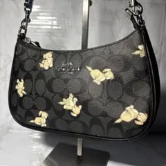 【未使用品級】COACH クマ柄 ブラック ショルダーバッグ レザー コーチ