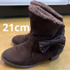 betty kids ファーリボン付きブーツ　ボア