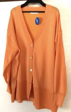 カーディガン　マシンウォッシャブル　オレンジ　差し色