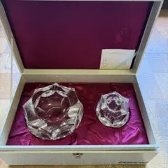 カガミクリスタル 花瓶 2点セットフラワーベース ガラス 花器 箱付き 未使用