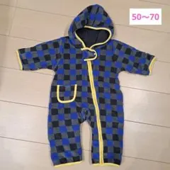 【美品】西松屋　アウター　50～70　ロンパース　ベビー　フリース　チェック柄
