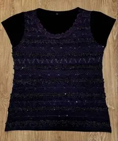 【TOP VALU】フレンチスリーブ カットソー Tシャツ ブラック LLのサムネイル