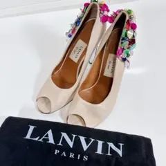 良品 LANVIN ランバン パンプス ビジュー装飾 レザー ベージュ Lのサムネイル