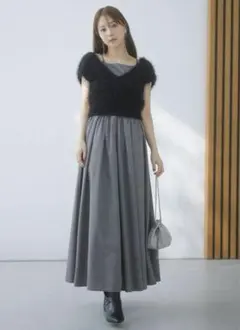 SNIDEL　ラメプルオーバーセットワンピース