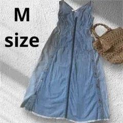 Cepo ジップアップ　デニムジャンパースカート　ワンピース【M】サロペット